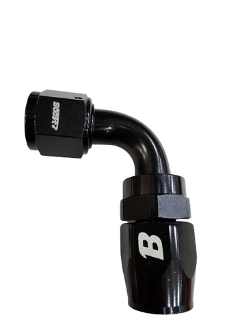CG 14318-BOOST UNIVERSAL FITTING AN10 90 DEGREE OIL FUEL SWIVEL HOSE END ALUMINUM BLACK