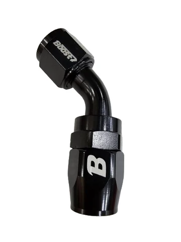 CG 14574-BOOST UNIVERSAL FITTING AN10 45 DEGREE OIL FUEL SWIVEL HOSE END ALUMINUM BLACK